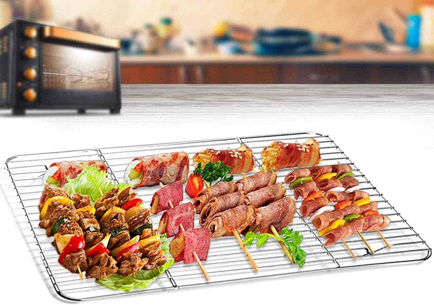 Baking Sheet with Rack Set (2 Pans + 2 Racks), 16 X 12 X 1 Inch, Stainless Steel Baking Pan Cookie Sheet with Cooling Rack for Baking, Non Toxic & Healthy, Easy Clean & Dishwasher Safe
