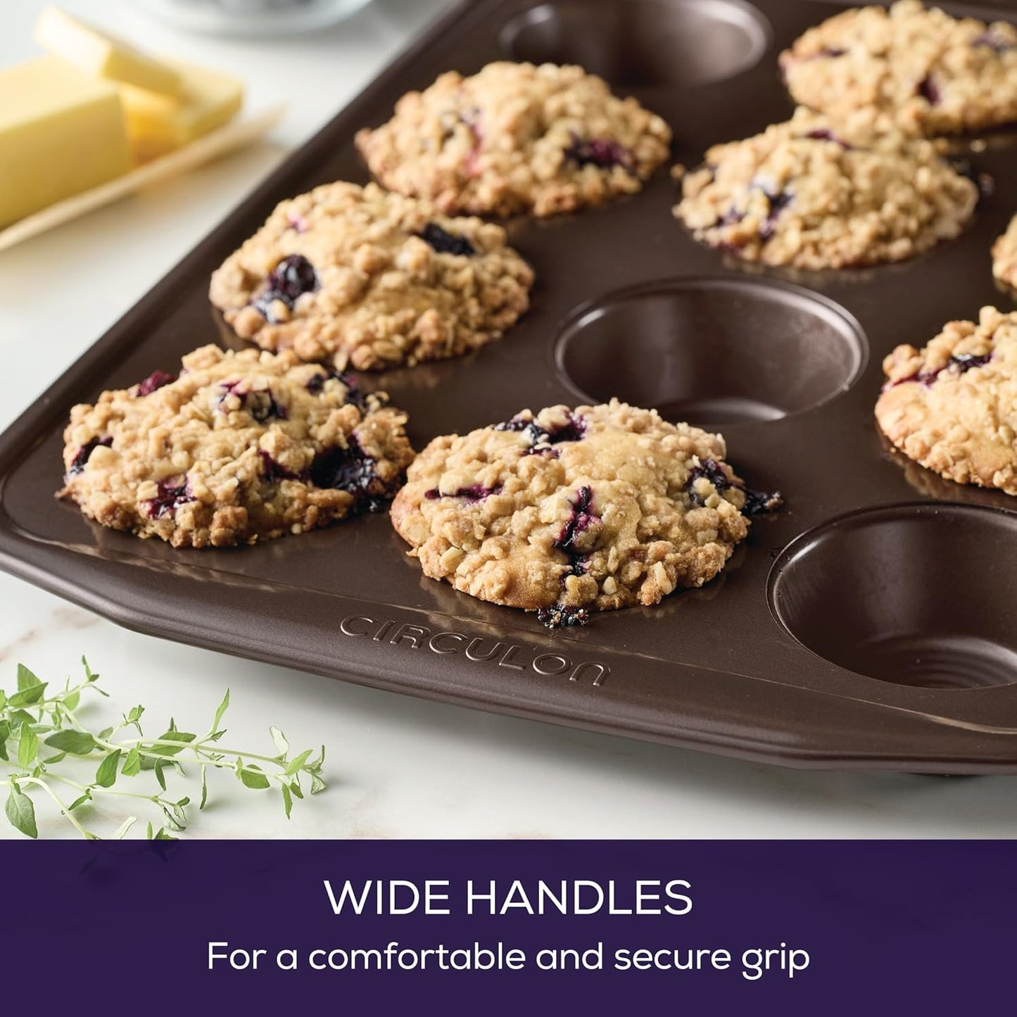 Premium Nonstick 12-Cup Muffin Tin - Durable Steel in Elegant Brown Finish
