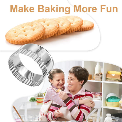 Fluted Edge Biscuit Cutter Set – Perfect Round Cutters for Scones, Pastries, Dumplings, and Fondant Baking