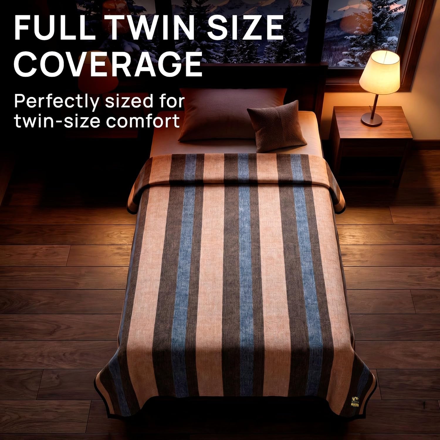 Alpaca & Merino Sheep Wool Blanket Twin Size, 100% Wool Bed Blanket, Heavyweight Warm Winter Blanket for Extreme Cold, Woven in Peru, Earth Tones