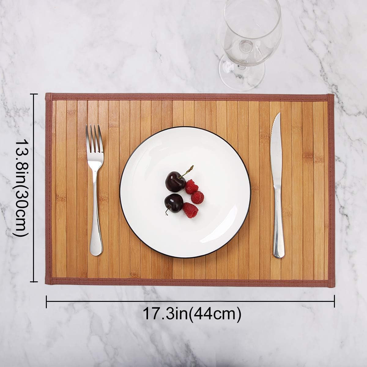 Elegant Bamboo Placemats Set of 4 - Heat Resistant, Durable & Stain Resistant Table Mats for Indoor/Outdoor Dining, Easy to Clean 11.5 x 17.5 Inch