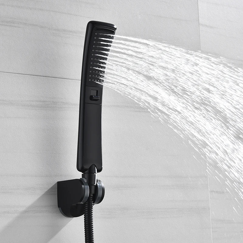 Black Waterfall Shower Head High Pressure Rain Shower Sprayer Set Water Saving Filter Sprayer High Quality Free Shipping