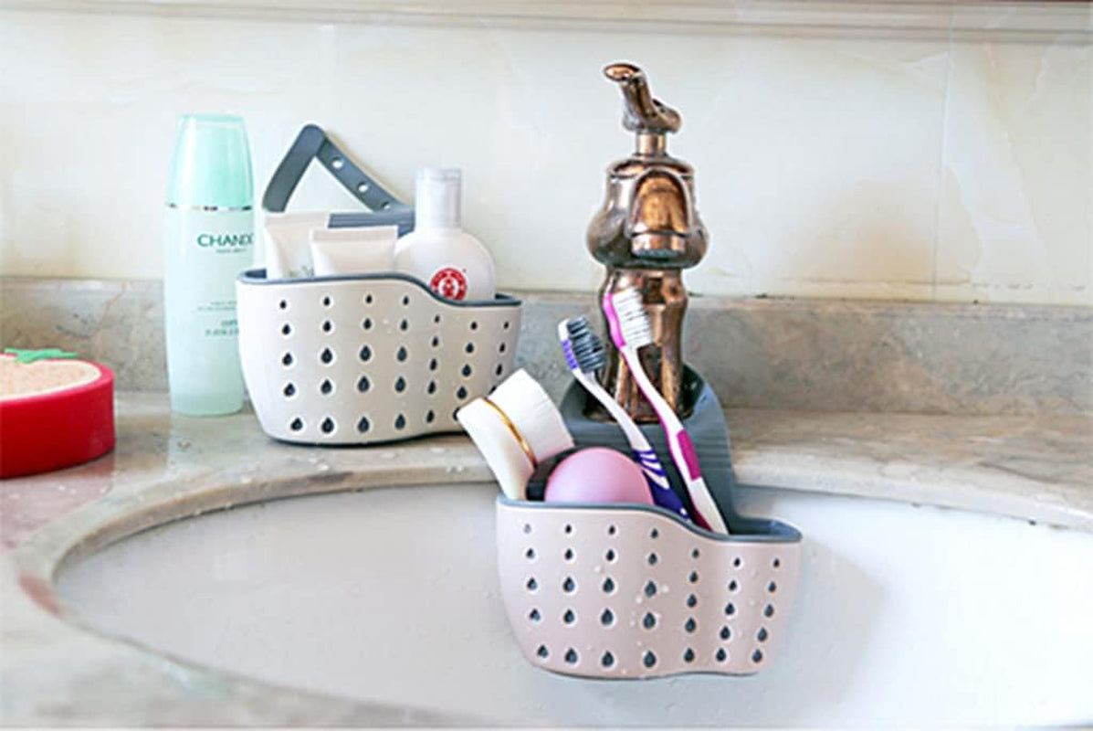 Kitchen Sink Caddy Sponge Holder Hang Basket for Scrubber Dish Brush Kitchen Accessories Organizer(Light Blue)