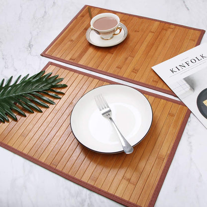 Elegant Bamboo Placemats Set of 4 - Heat Resistant, Durable & Stain Resistant Table Mats for Indoor/Outdoor Dining, Easy to Clean 11.5 x 17.5 Inch