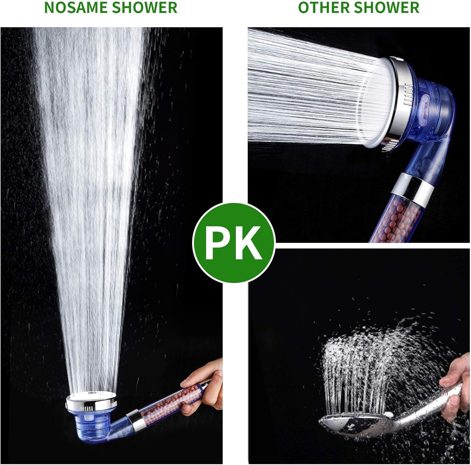 Shower Head,Filtered High Pressure Water Saving Shower Head with Hose Ionic Handheld Shower Head (Blue)