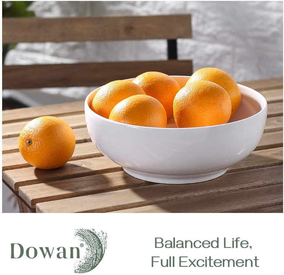 Elegant 9.5" White Serving Bowls - Perfect for Salad, Pasta, and Entertaining - Microwave & Dishwasher Safe Centerpiece for Dinner Parties