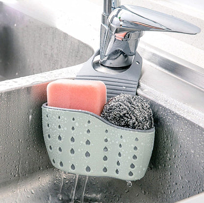 Kitchen Sink Caddy Sponge Holder Hang Basket for Scrubber Dish Brush Kitchen Accessories Organizer(Light Blue)