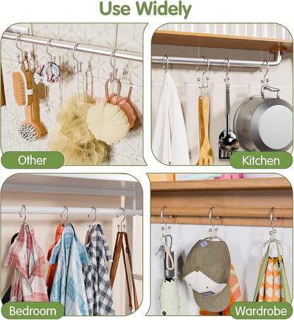 Shower Curtain Hooks, Metal Shower Curtain Rings, Decorative Shower Curtain Hooks Rust Proof, Double Shower Rings for Curtain, Easy Install Shower Hooks for Shower Curtain (Matte Nickel, 12 Pack)