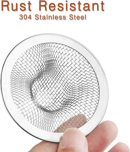 2Pcs Heavy Duty Stainless Steel Slop Basket Filter Trap, 2.75" Top / 1" Mesh Metal Sink Strainer Shower Drain Hair Catcher for Kitchen Bathroom Bathtub Wash Basin Floor Balcony Drain Hole, Utility