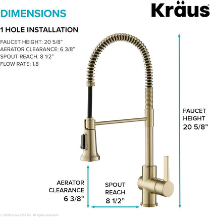 KRAUS Britt Commercial Style Kitchen Faucet in Spot Free Antique Champagne Bronze, KPF-1690SFACB