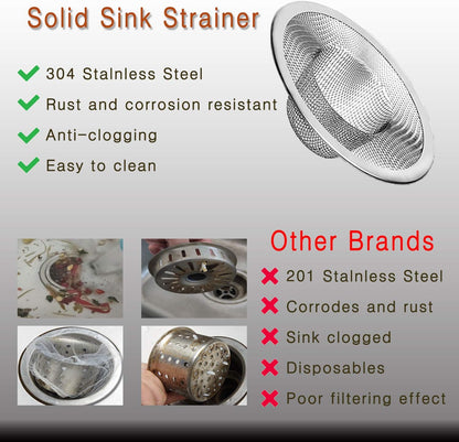 2Pcs Heavy Duty Stainless Steel Slop Basket Filter Trap, 2.75" Top / 1" Mesh Metal Sink Strainer Shower Drain Hair Catcher for Kitchen Bathroom Bathtub Wash Basin Floor Balcony Drain Hole, Utility