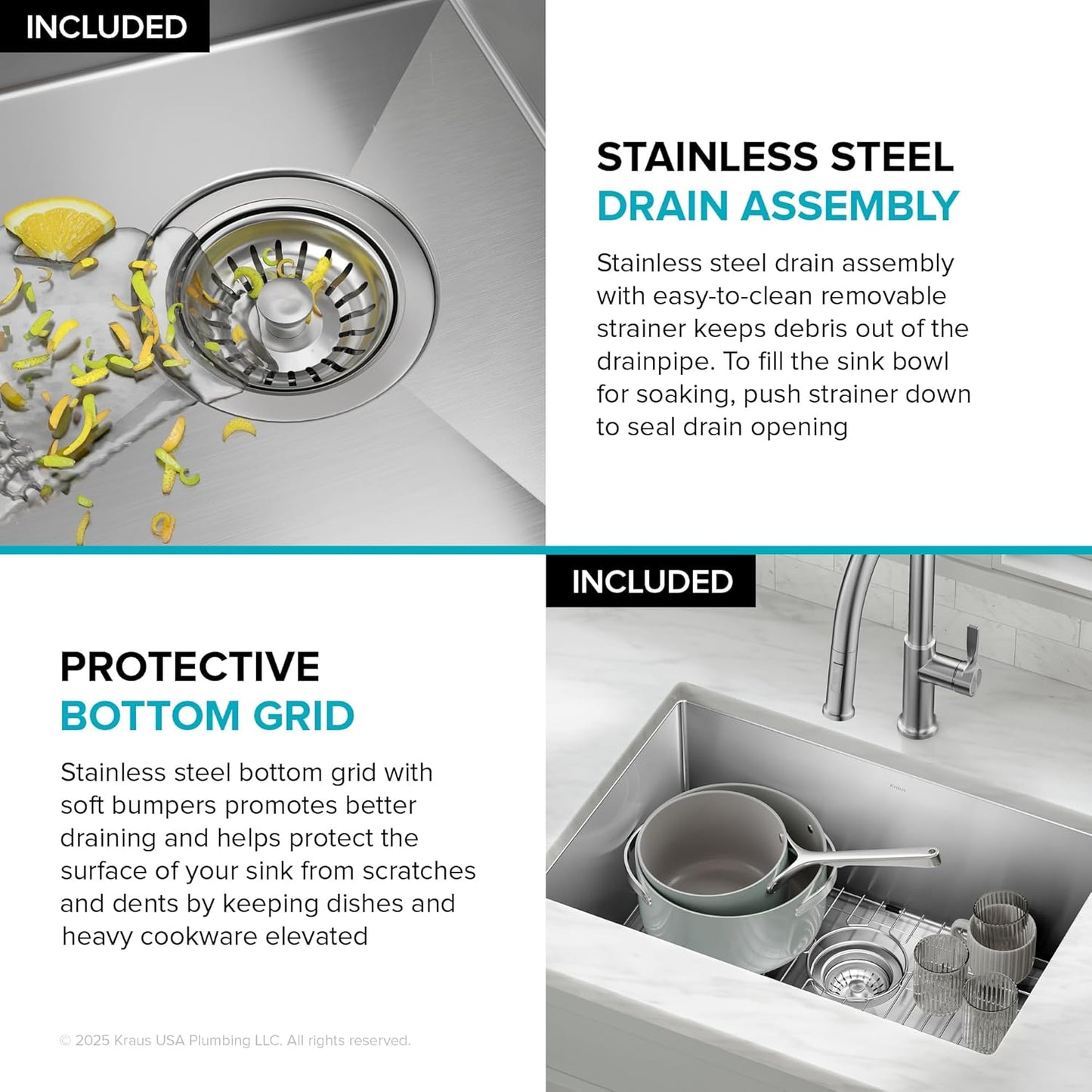 KRAUS Standart PRO 26-Inch 16 Gauge Undermount Single Bowl Stainless Steel Kitchen Sink, KHU100-26