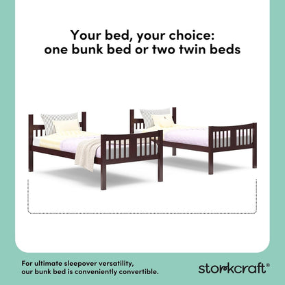 Caribou Twin-Over-Twin Bunk Bed – GREENGUARD Gold Certified Bunk Bed for Kids Bedroom, Converts to 2 Individual Twin Beds, No Box Spring Required (Espresso)