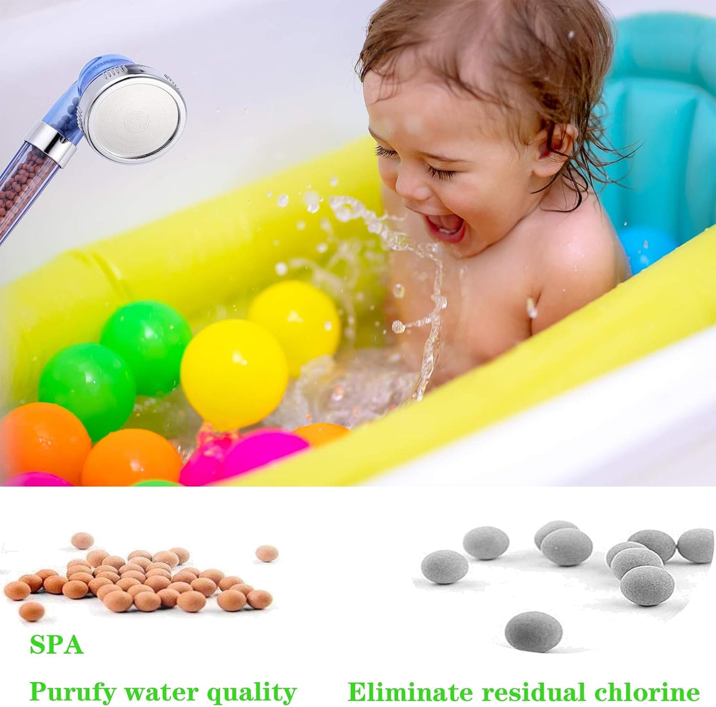 Shower Head,Filtered High Pressure Water Saving Shower Head with Hose Ionic Handheld Shower Head (Blue)