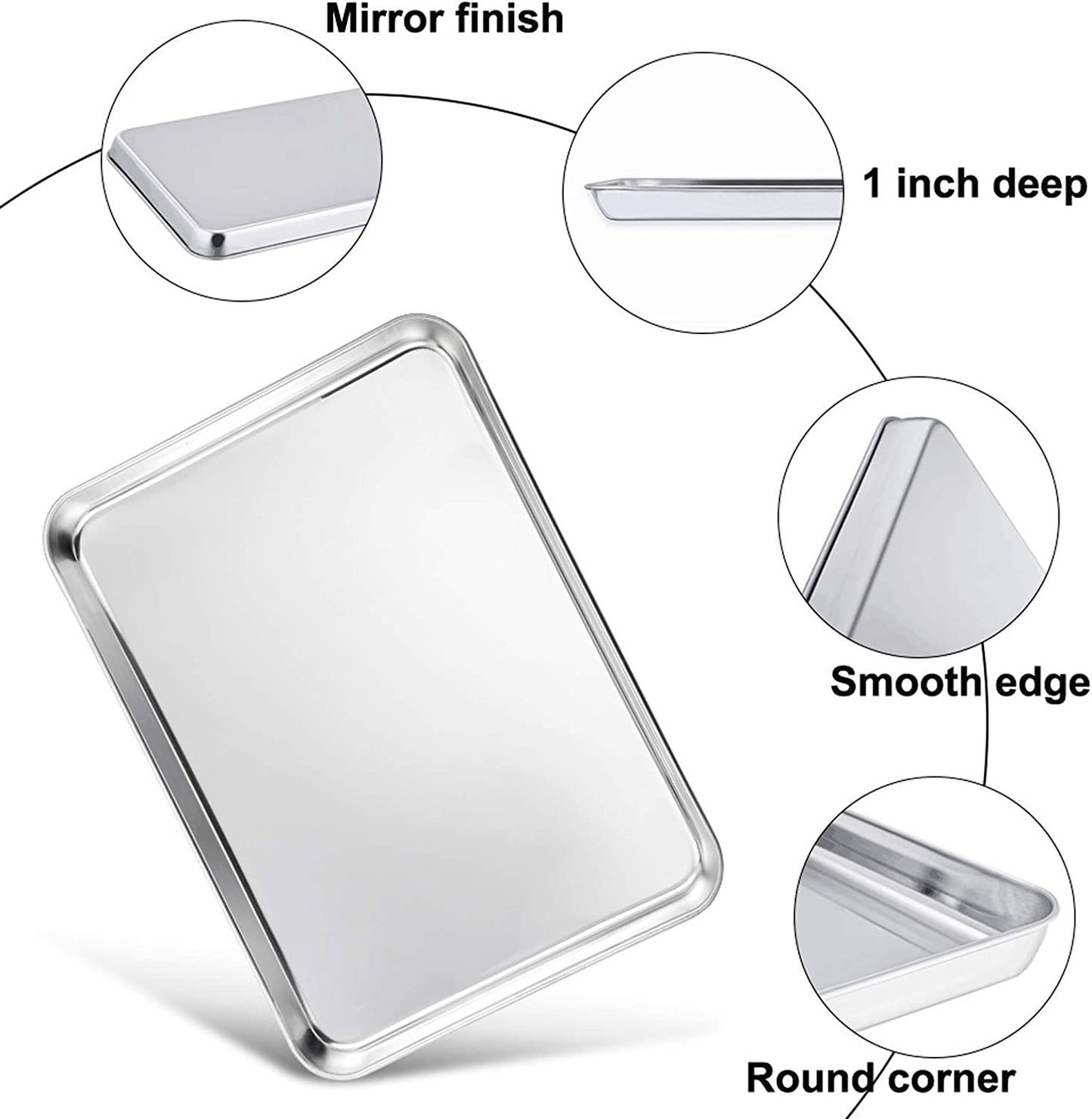 Baking Sheet with Rack Set (2 Pans + 2 Racks), 16 X 12 X 1 Inch, Stainless Steel Baking Pan Cookie Sheet with Cooling Rack for Baking, Non Toxic & Healthy, Easy Clean & Dishwasher Safe