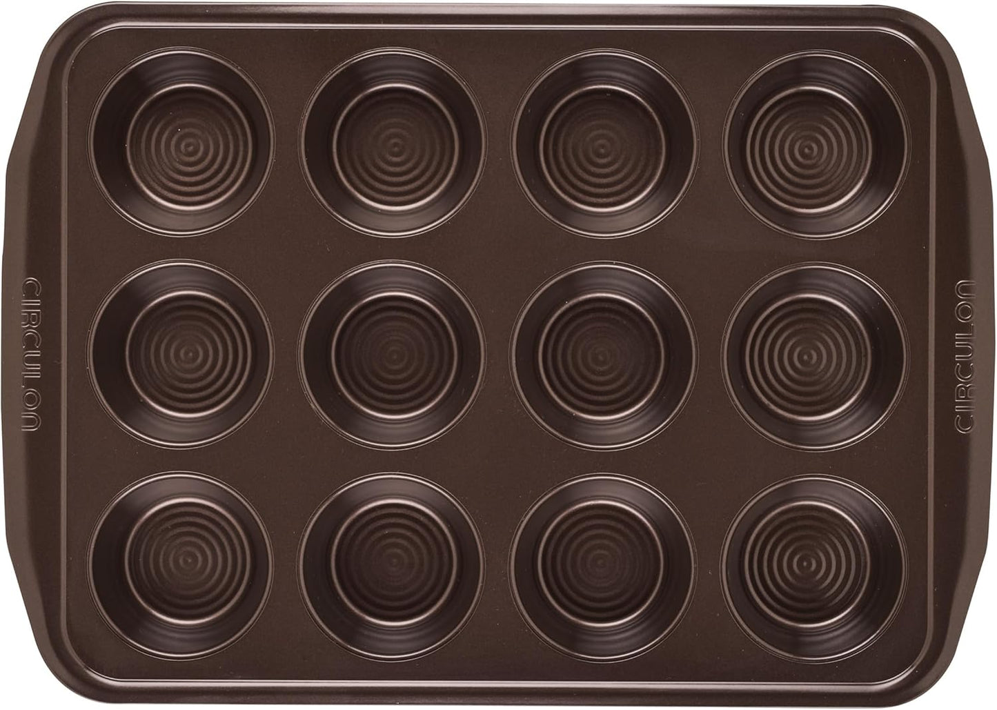 Premium Nonstick 12-Cup Muffin Tin - Durable Steel in Elegant Brown Finish
