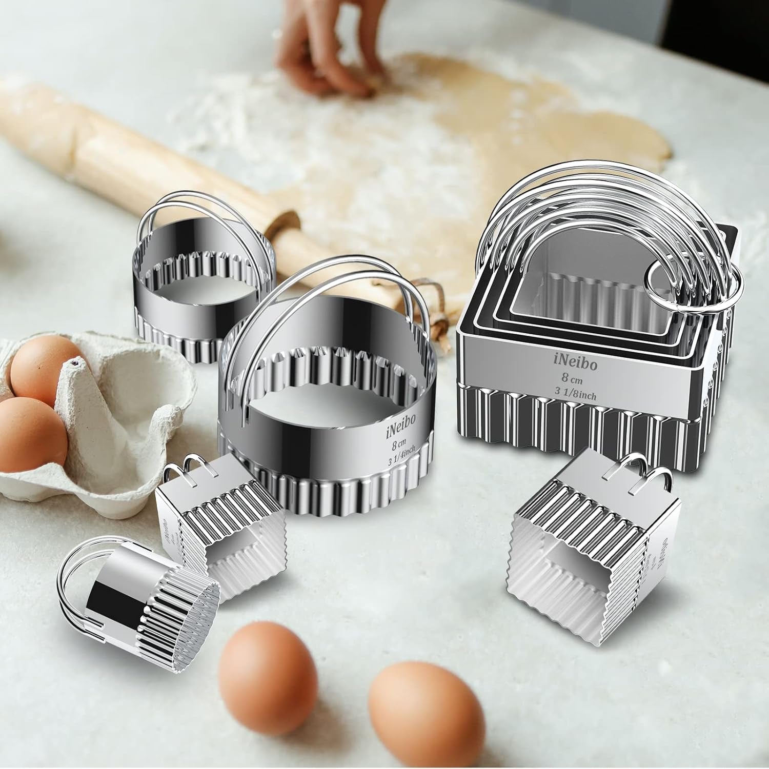 Fluted Edge Biscuit Cutter Set – Perfect Round Cutters for Scones, Pastries, Dumplings, and Fondant Baking