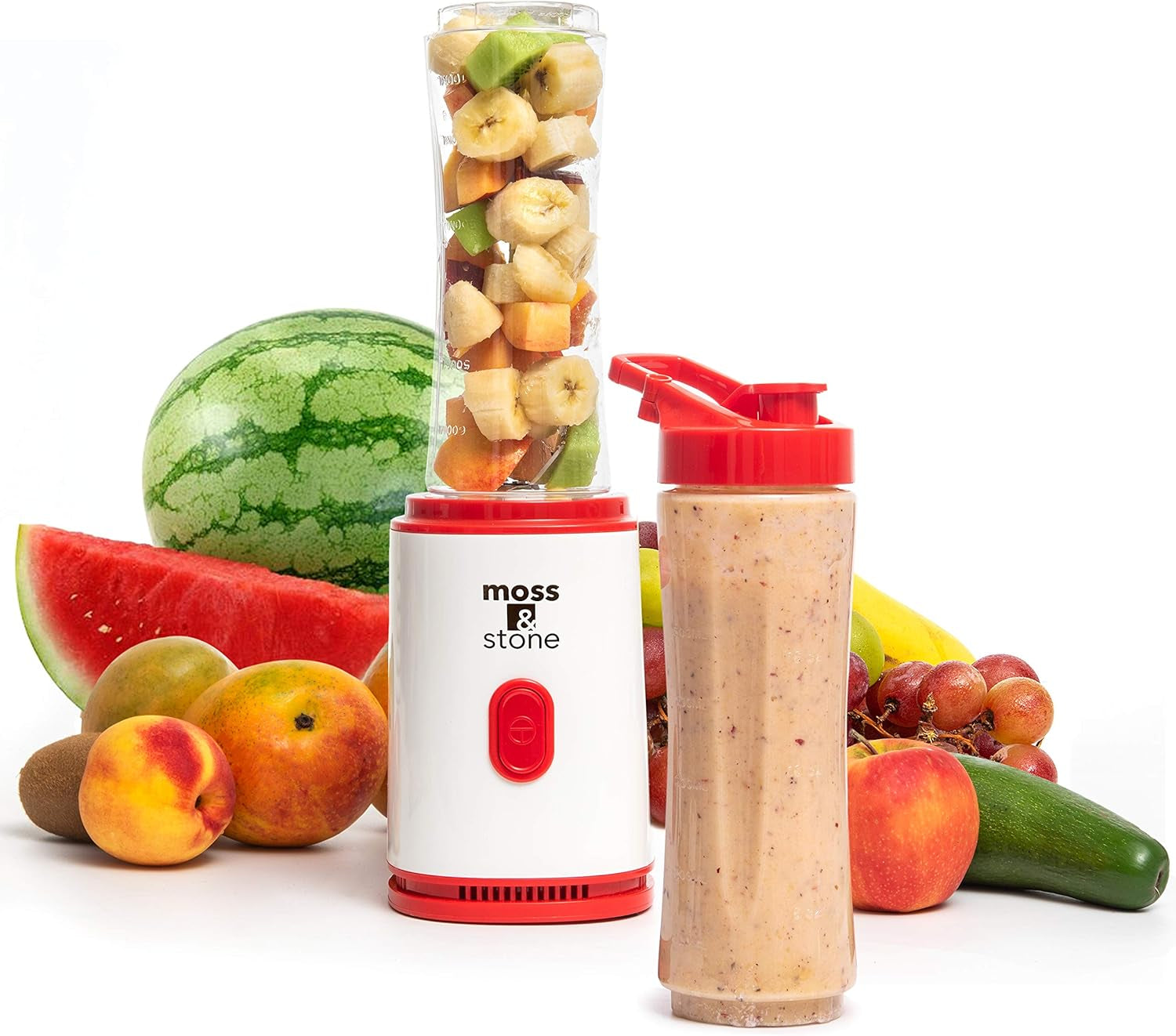 Powerful 20 Oz Single Serve Blender in Stylish White & Red