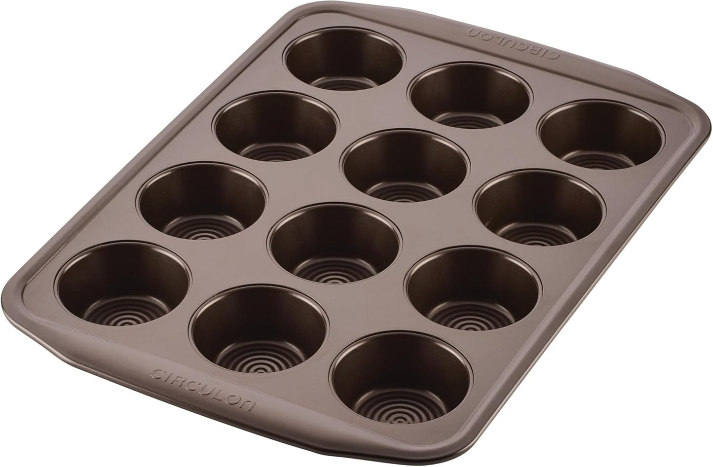 Premium Nonstick 12-Cup Muffin Tin - Durable Steel in Elegant Brown Finish